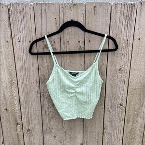 Monki Green Ribbed Crop Camisole